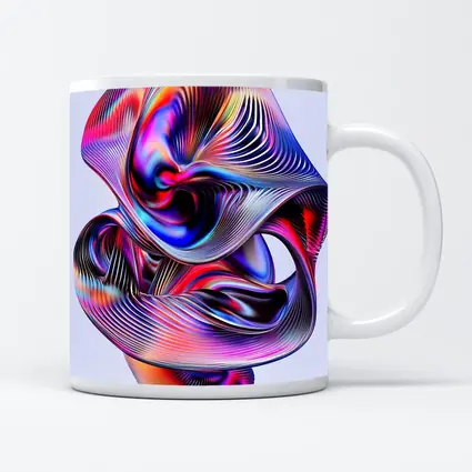 Iridescent Abstract Fluid Sculpture On Gray