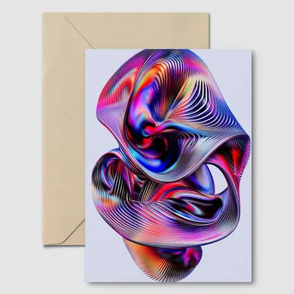 Iridescent Abstract Fluid Sculpture On Gray