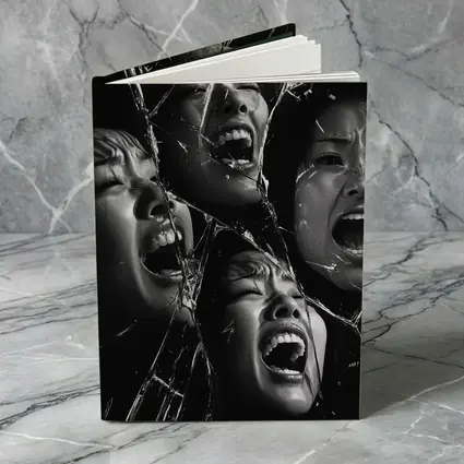 Black White Women Screaming Broken Mirror