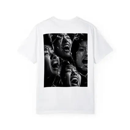 Black White Women Screaming Broken Mirror