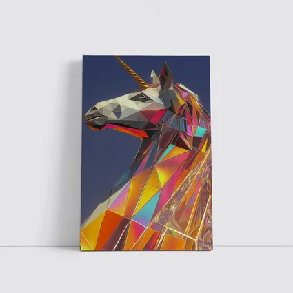 Low Poly Unicorn Rainbow Geometric Art
