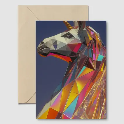 Low Poly Unicorn Rainbow Geometric Art