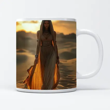 Desert Woman Golden Sand Dunes Sunset