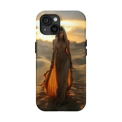 Desert Woman Golden Sand Dunes Sunset
