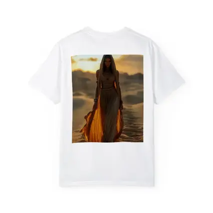 Desert Woman Golden Sand Dunes Sunset