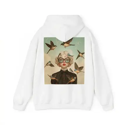 Blonde Woman Birds Surreal Pop Art