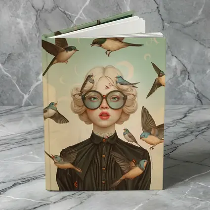 Blonde Woman Birds Surreal Pop Art