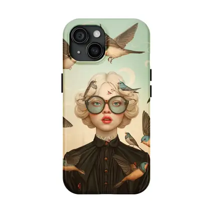 Blonde Woman Birds Surreal Pop Art