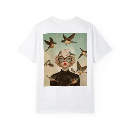 Blonde Woman Birds Surreal Pop Art