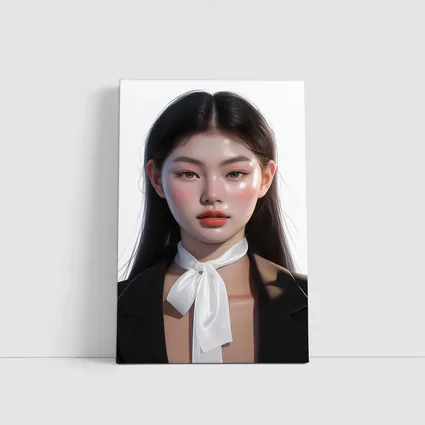 Asian Woman Portrait Digital Art White Background