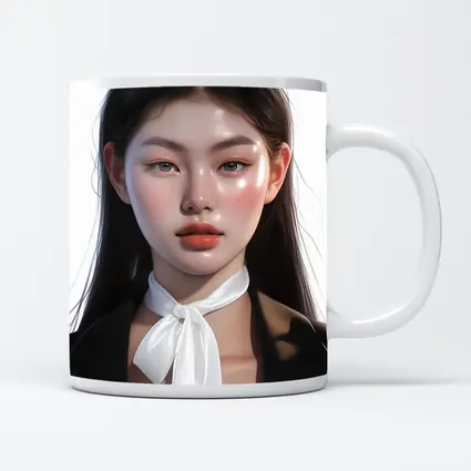 Asian Woman Portrait Digital Art White Background
