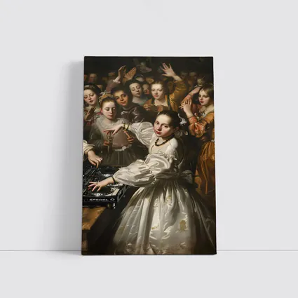 Baroque Woman DJ Spinning at Party