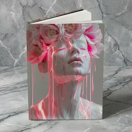 White Sculpture Peony Crown Pink Dripping Art