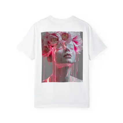 White Sculpture Peony Crown Pink Dripping Art