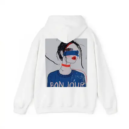 Bonjour Girl Blue Sweater Fashion Illustration Art