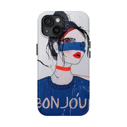Bonjour Girl Blue Sweater Fashion Illustration Art