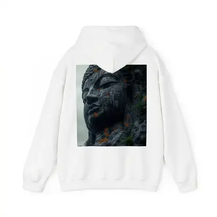 Ancient Buddha Rock Carving Overcast Sky