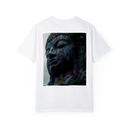 Ancient Buddha Rock Carving Overcast Sky