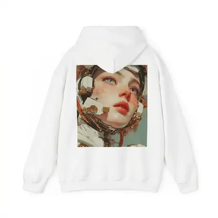 Cyberpunk Female Robot Portrait White Gold