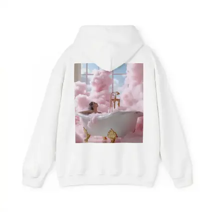 Woman Bathing Pink Clouds Gold Clawfoot Tub