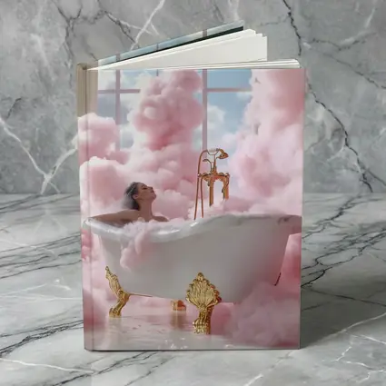 Woman Bathing Pink Clouds Gold Clawfoot Tub
