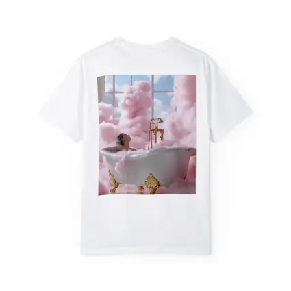 Woman Bathing Pink Clouds Gold Clawfoot Tub