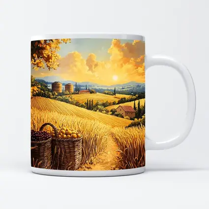 Golden Wheat Fields Tuscany Harvest Sunset Painting