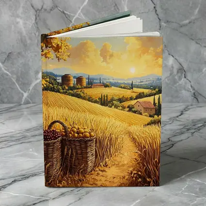 Golden Wheat Fields Tuscany Harvest Sunset Painting