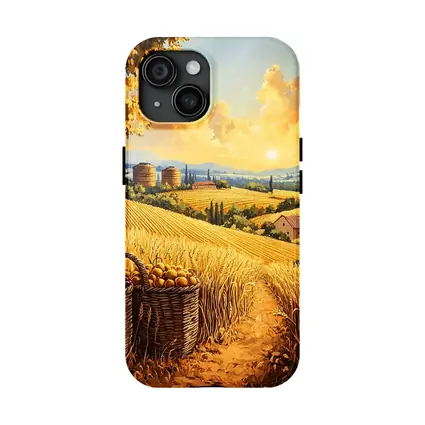 Golden Wheat Fields Tuscany Harvest Sunset Painting