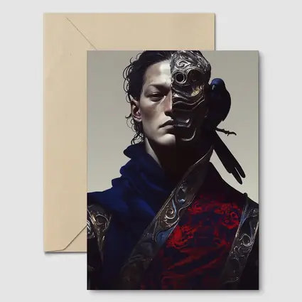 Masked Figure With Raven Dark Fantasy Art