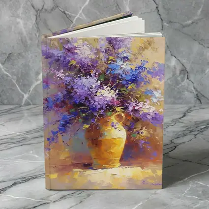 Lilac Flowers In Golden Vase Oil Painting