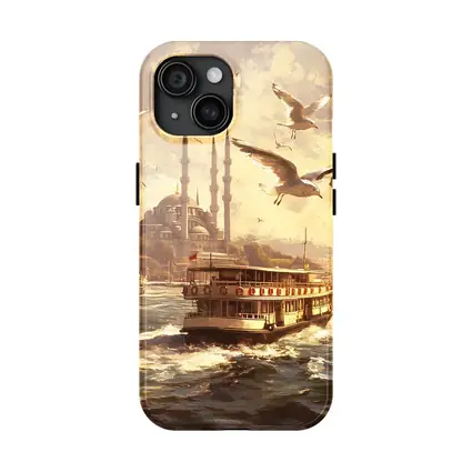Istanbul Ferry Bosphorus Seagulls Mosque Art