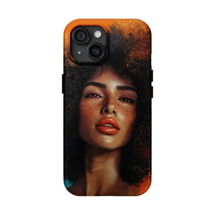 Woman Afro Hair Bold Orange Background Portrait