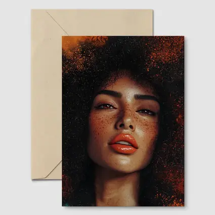 Woman Afro Hair Bold Orange Background Portrait