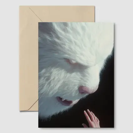 Giant White Bear Looming Over Human Hand
