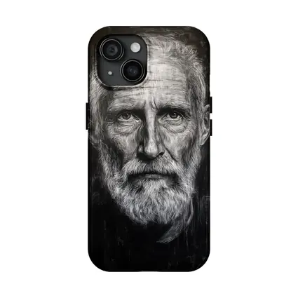 Old Man Portrait Black White Charcoal Art