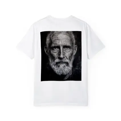 Old Man Portrait Black White Charcoal Art