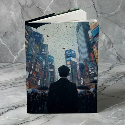 Man Standing in Rainy Tokyo City Street