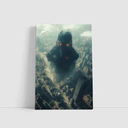 Dark Giant Monster Rising Over City