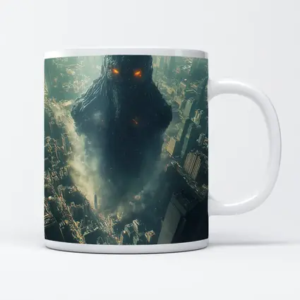 Dark Giant Monster Rising Over City