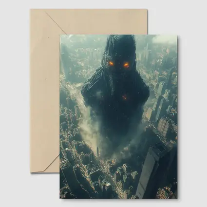 Dark Giant Monster Rising Over City