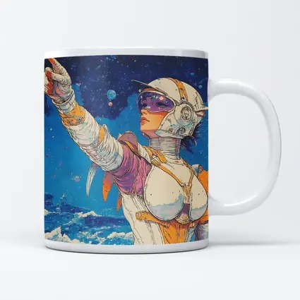 Anime Space Girl Pointing Cosmic Ocean