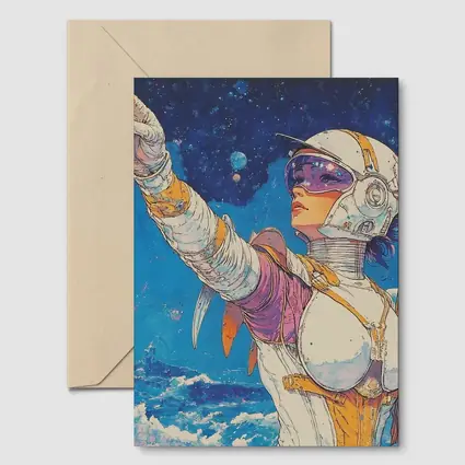 Anime Space Girl Pointing Cosmic Ocean