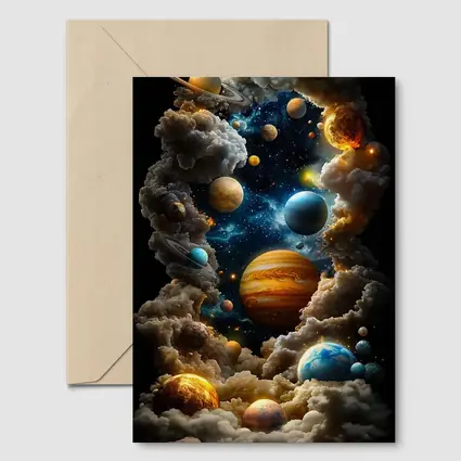 Solar System Planets Swirling Cloud Galaxy