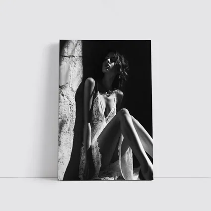 Black and White Woman Lace Dress Portrait