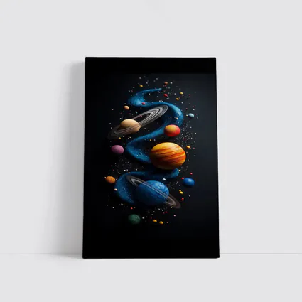Solar System Planets Swirling Dark Background