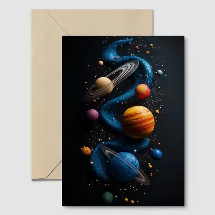 Solar System Planets Swirling Dark Background