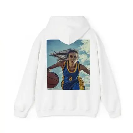 Female Basketball Player Dribbling Blue Sky
