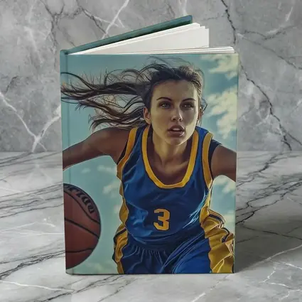 Female Basketball Player Dribbling Blue Sky