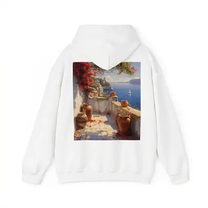 Mediterranean Terrace Bougainvillea Sea View Painting